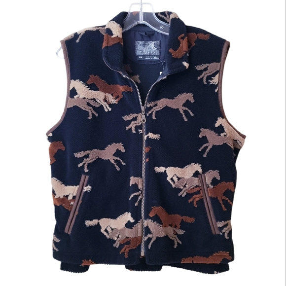 Tsunami Jackets & Blazers - Tsunami Black Fleece Horse Print Vest